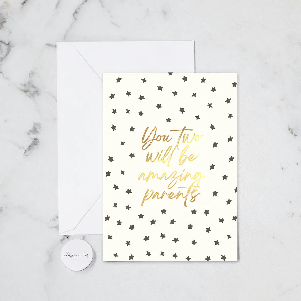 AMAZING PARENTS GOLD GREETING CARD