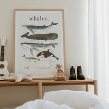 Load image into Gallery viewer, WATERCOLOUR WHALES PRINT
