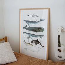 Load image into Gallery viewer, WATERCOLOUR WHALES PRINT
