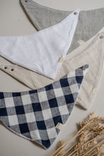 Load image into Gallery viewer, Linen/Towelling Dribble bib ® - Navy Gingham
